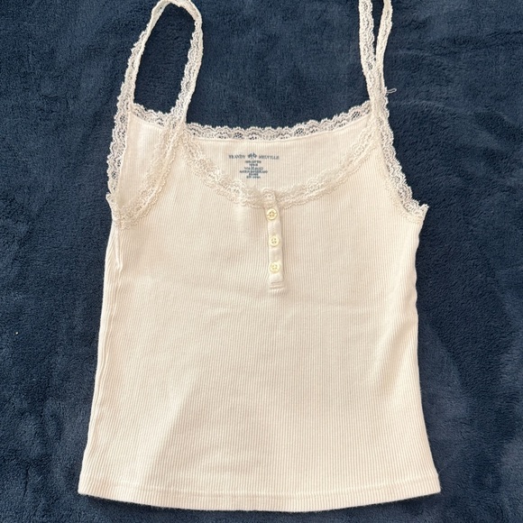 Brandy Melville Tops - Brandy Melville White Lace Trim Top